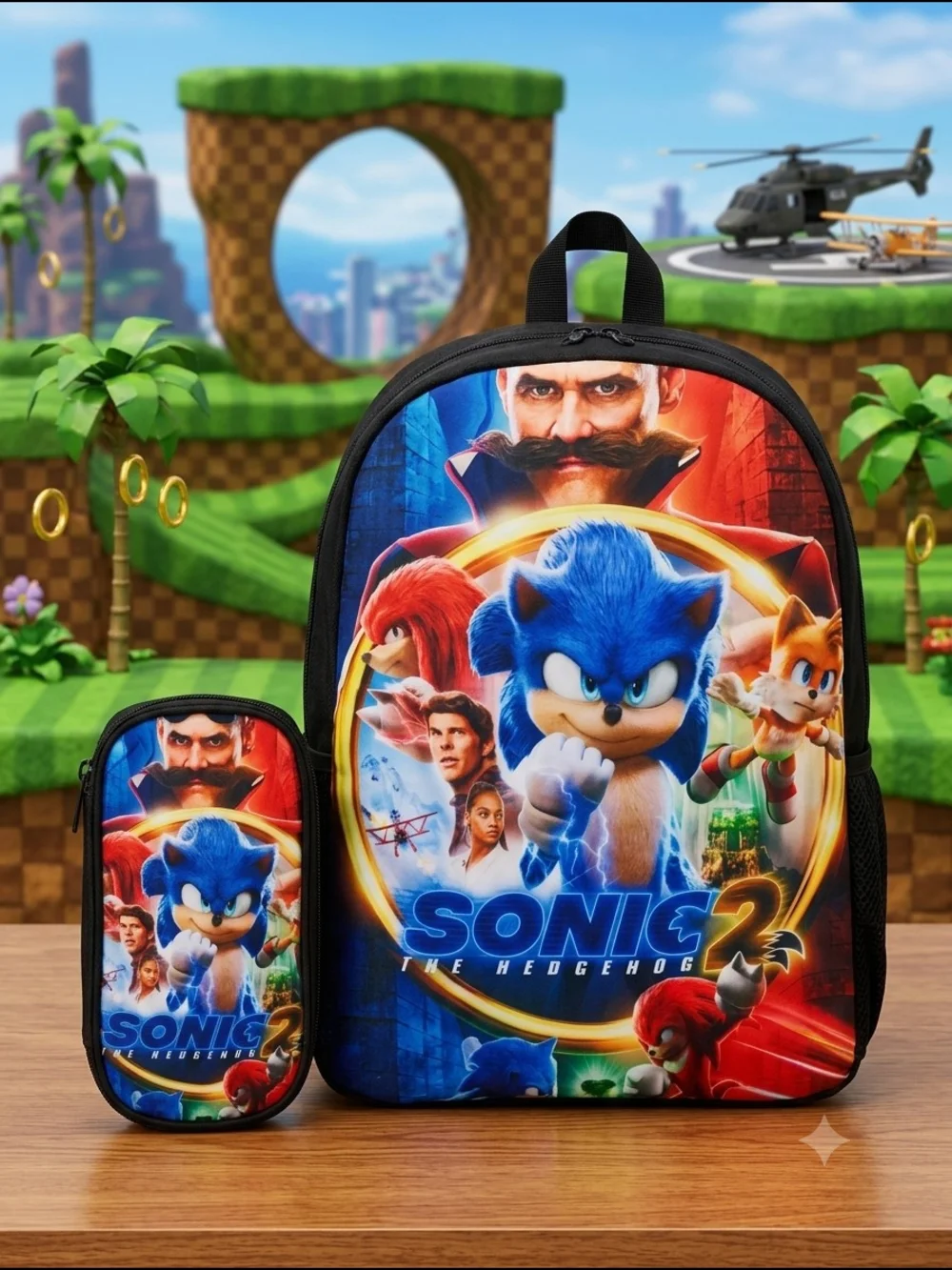 NWOT Sonic the Hedgehog 2 Backpack & Pencil Case Set 16